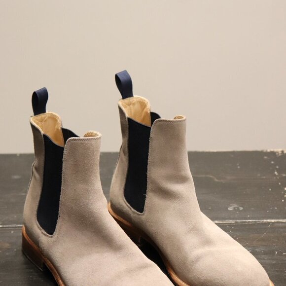 Scarosso Women's Size 38.5 US8 Gray Taupe Blue Giancarlo Chelsea Boots MSRP $495 - Picture 8 of 11